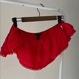 Red Off-Shoulder Crop Top